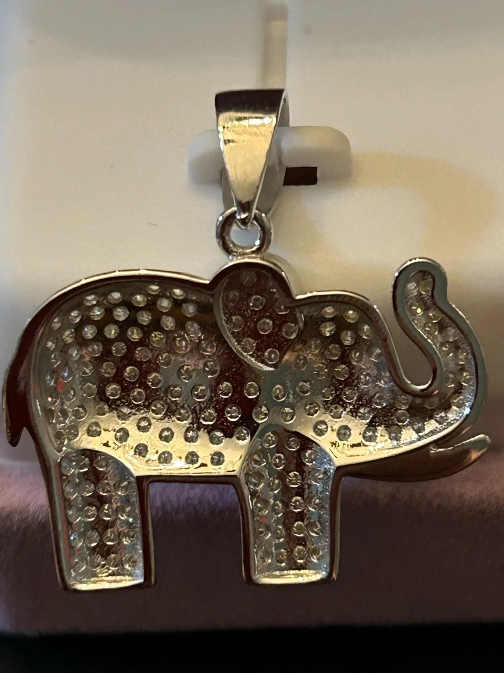 1.00CTW Moissanite Pave’ Elephant Pendant Necklace Charm 925 Sterling Silver